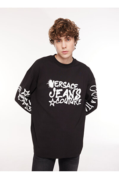 VERSACE JEANS COUTURE Bisiklet Yaka Siyah Erkek T-Shirt 75GAHT17CJ02O899