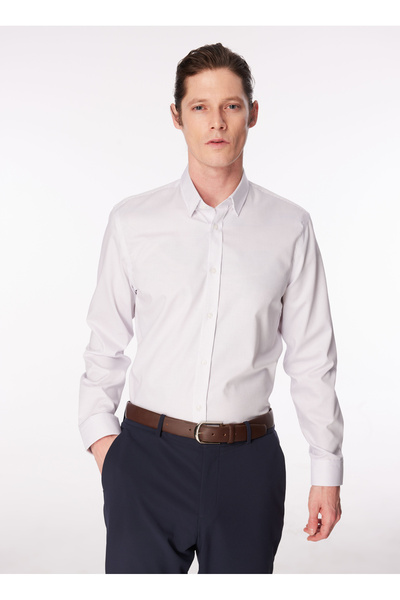 Fabrika Gri Erkek Alttan Britli Basic Ekose Non Iron Gömlek F4SM-GML 0229