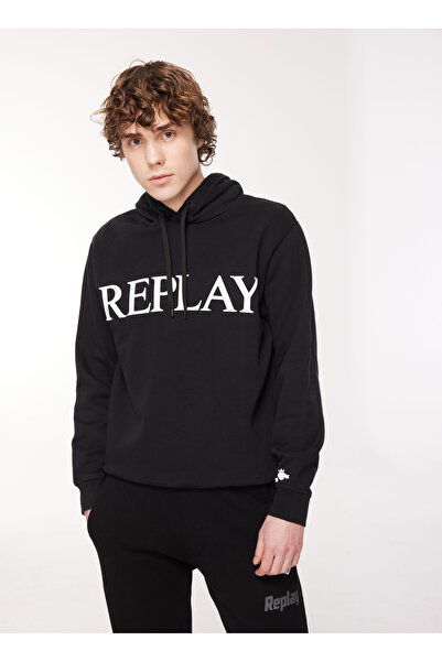 Replay Kapüşon Yaka Siyah Erkek Sweatshırt M6711 098 BLACK