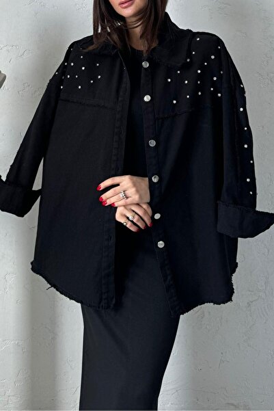 Suziş Women's Stone Detailed Gabardine Shirt Jacket 4911