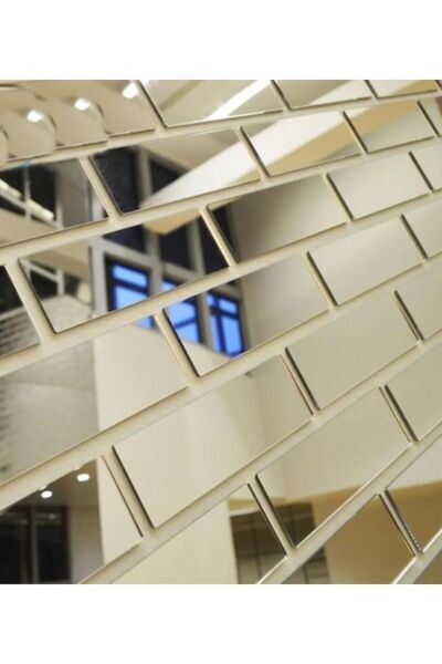 Numa Concept Tuğla Desenli Dekoratif Aynalı Gümüş Pleksi 10'lu Duvar Dekorasy...