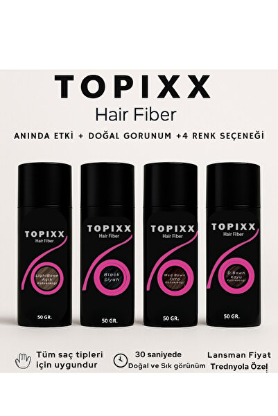 topixx hair fiber 100 Gr. Siyah/Black Saç Dolgunlaştırıcı Topik Toz Fiber A Kalite
