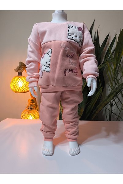 Miss Melinda Kids Eid Girls' Plush Detailed Embossed Thick Set Pocketed 100% Cotton