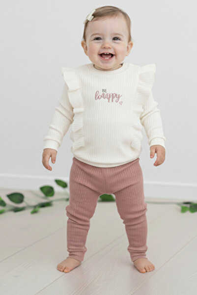Ege Bebek Baby Girl Happt Printed, Twill Fabric, Seasonal 6-9-12-18-24 Months Daily 2-Piece Bottom Top Set
