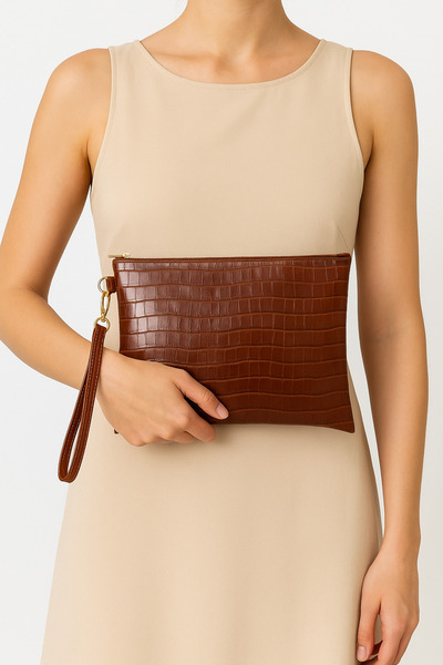 Bagfoni Сумка-клатч з ручками та візерунком «крокодил»