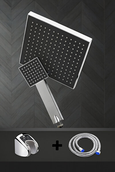 SUVİA Modern Kare Duş Başlığı Seti | Ayarlanabilir Tepe Duş & El Duş + Hortum...