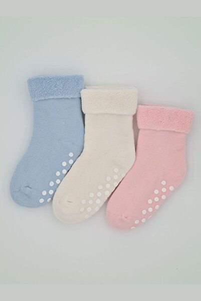Defne Baby 3 чифта зимни чорапи за момичета с противоплъзгащи подметки