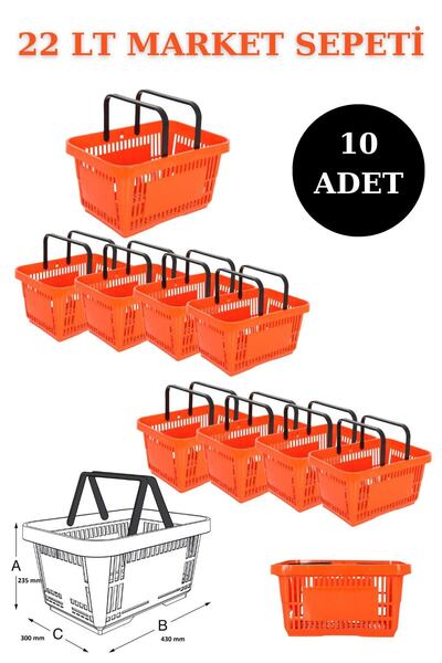 Manken İstanbul 22 Litre 10 Adet Market Sepeti, Alışveriş Sepeti, Saplı Marke...
