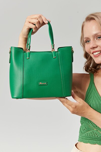 Morpelikan Women's Three Compartment Adjustable Cross Shoulder Strap Green Hand Shoulder Bag