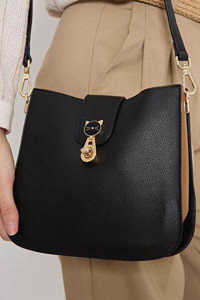 Morpelikan Women's Lock Closure Three Compartment Crossbody Shoulder Bag