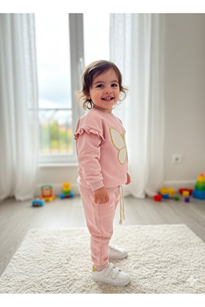 Miniworld Girl's Top and Bottom Set with Ruffled Sleeves, Hand Embroidery, Embossed Flower, 100% Cotton