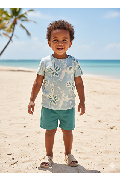 Miniworld Kids Unisex Girls Boys Shorts Bottom Top Set Nursery 100% Cotton Casual Style Design Premium, Khaki