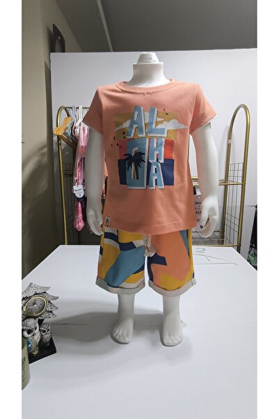 Miniworld Kids Unisex Girls Boys Shorts Bottom Top Set Nursery 100% Cotton Casual Style Design Premium, Orange