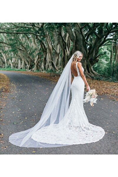 BBA TULLE STORE Voal simplu Mireasa, voal, accesoriu pentru rochie de mireasa, voal, accesoriu pentru nunta, voal lung de 2 metri