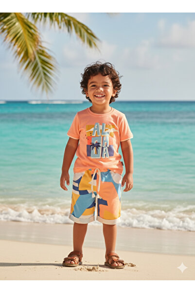 Miniworld Kids Unisex Girls Boys Shorts Bottom Top Set Nursery 100% Cotton Casual Style Design Premium, Orange
