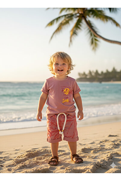 Miniworld Kids Unisex Girls Boys Shorts Bottom Top Set Nursery 100% Cotton Casual Style Design Premium, Coral