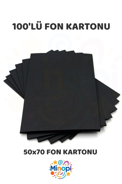 Minopi 100 Adet Siyah Fon Kartonu 50x70 cm 100'lü Paket Renkli Fon Kartonu Kalın