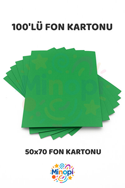 Minopi Koyu Yeşil Fon Kartonu 50x70 cm 100'lü Paket Renkli Fon Kartonu Kalın Büyük Boy