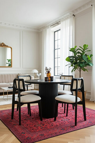 Woodenbend Mirla Ahsap Sıyah Masa Takımı 100x100