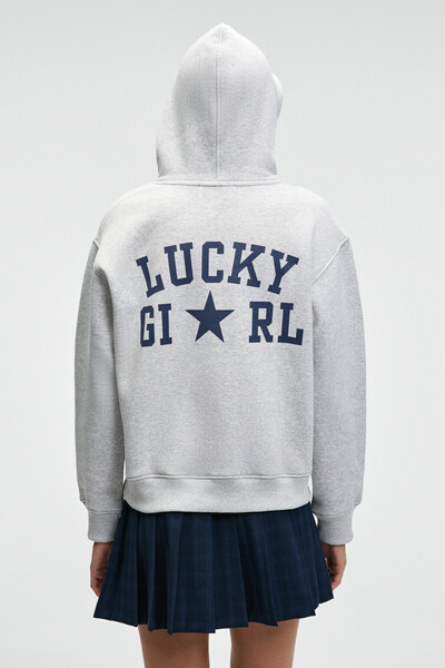 GRIMELANGE سويت شيرت نسائي كبير الحجم بقلنسوة مطبوع عليه Grimelange من YUMEA