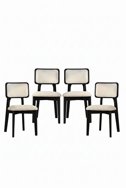 Woodenbend Mirla Siyah Döşemeli Kayın Ağacı Sandalye 4’lü Set – Modern İskand...