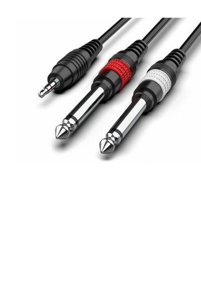 LSOUND Aux Ses Kablosu 1Mt - 3.5mm Den 2x6.35mm Jak Kablo