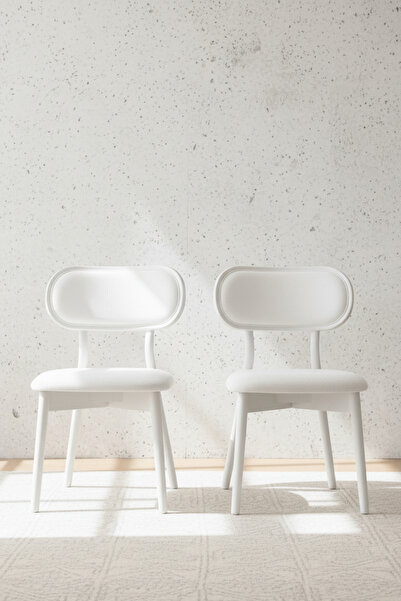 Woodenbend Troy Beyaz Ahşap Döşemeli Sandalye 2 Adet – Modern İskandinav ve K...