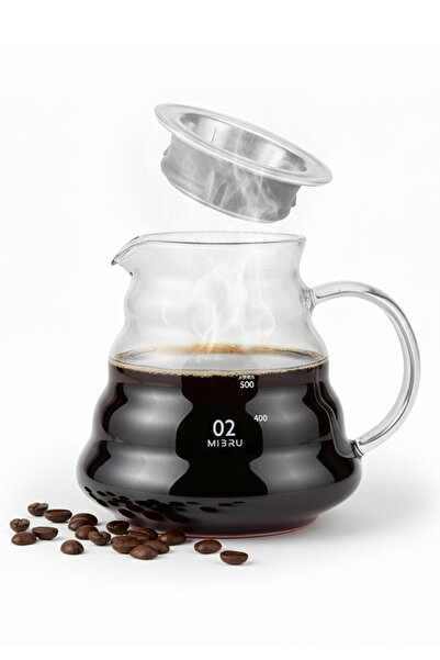 MIBRU وعاء قهوة زجاجي سعة 600 مل - 02