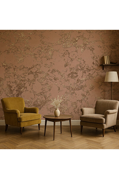 Arkhearts Altın Damar Desenli Pembe Duvar Kağıdı | Kendinden Yapışkanlı | Reç...