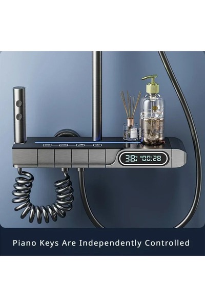 Sanlux Coloană de Duș Piano Key – Afișaj Digital și LED-uri pentru O Experiență Premium, Ali01