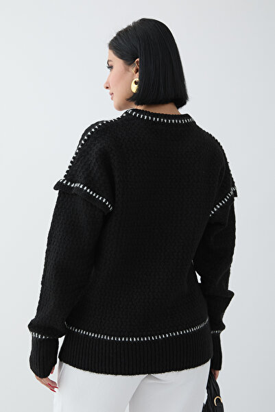 InStyle Μαύρο πουλόβερ - Λεπτομέρεια Piping