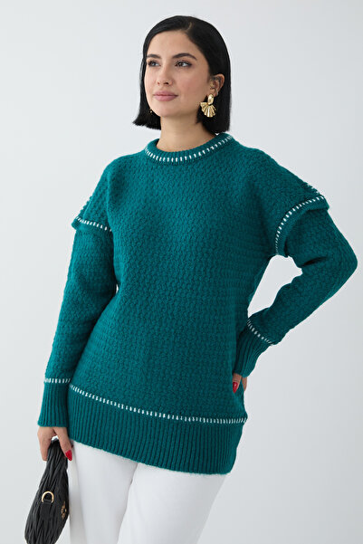 InStyle سترة بتفاصيل الأنابيب باللون الأخضر البترولي