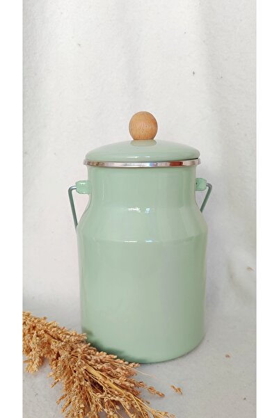 EBRULİEMAYE Mint Enamel Authentic Bakraç 2 Liter Milk Yogurt Grain Flour Container