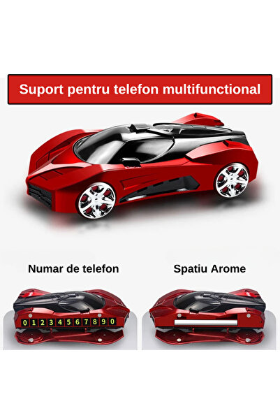 Inteliced 3in1 Phone Holder For Car or Home Red, Inteliced®, 360° Rotating, Phone Number Display