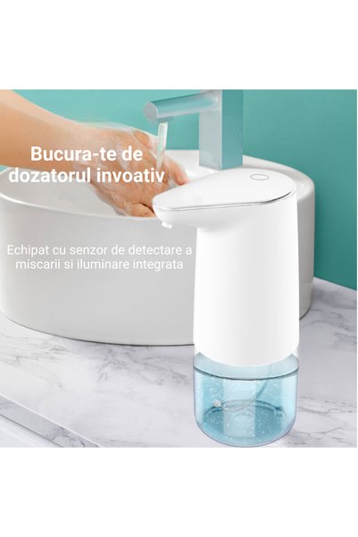 Inteliced Dozator dispenser automat de spuma pentru sapun lichid, Inteliced®, capacitate 500 ml