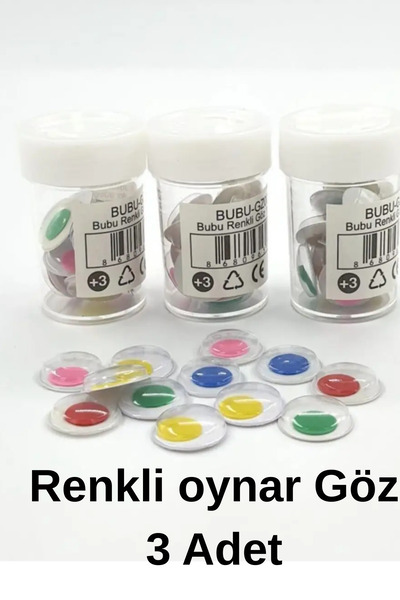 NEON PLUS Renkli Oynar Göz 3 Paket 12mm , Etkinlik Seti