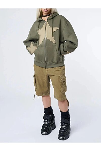 EDVESS Star Print Aesthetic Jacket - Long Sleeve, Hoodie, Zip-Up Harajuku Streetwear