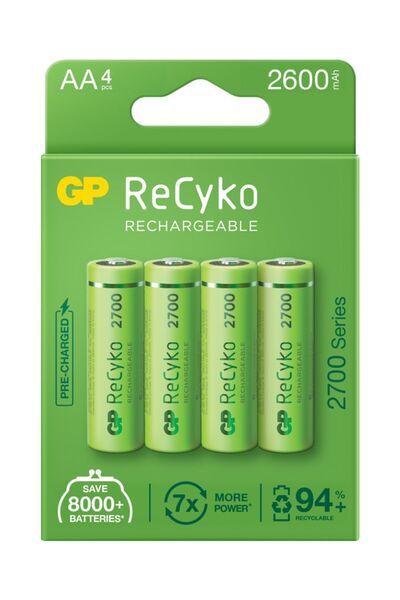 GP Recyko 2700 Serisi Aa Kalem 8'li Şarj Edilebilir Pil