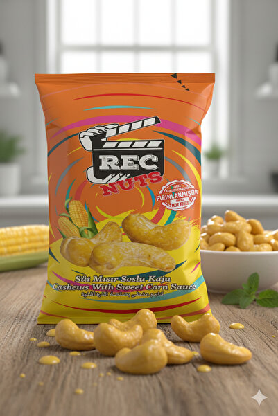 REC NUTS Süt Mısır Soslu Kaju Kuruyemiş 120gr - Fırınlanmış Yağsız Atıştırmalık