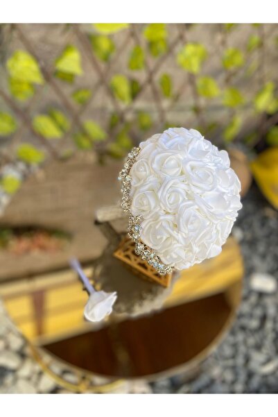 GÜRLEK TEKSTİL Yeni Sezon Lateks Taşlı Gelin Çiçeği Ve Damat Yaka Çiçeği Late...