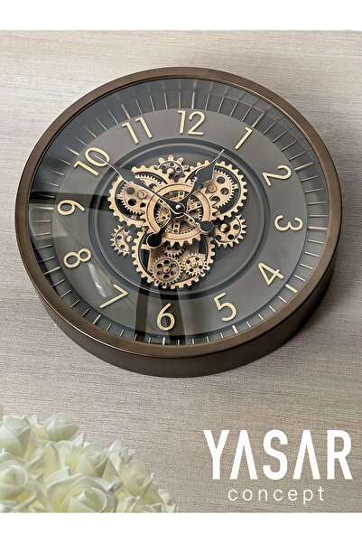 YASAR CONCEPT ساعة حائط بعجلة معدنية من جيريثور 46 سم
