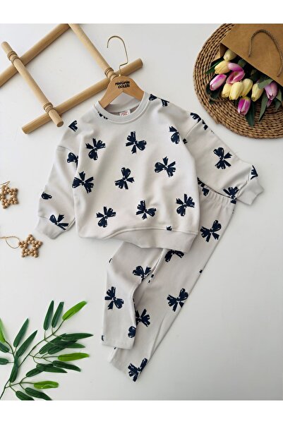 Minigimin Cicileri Set pentru fetiță cu imprimeu cu funde de pasăre - alb