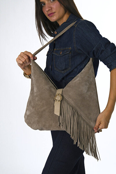 ABBRA Women's Real Suede Leather Puppy Side Tassel Bag