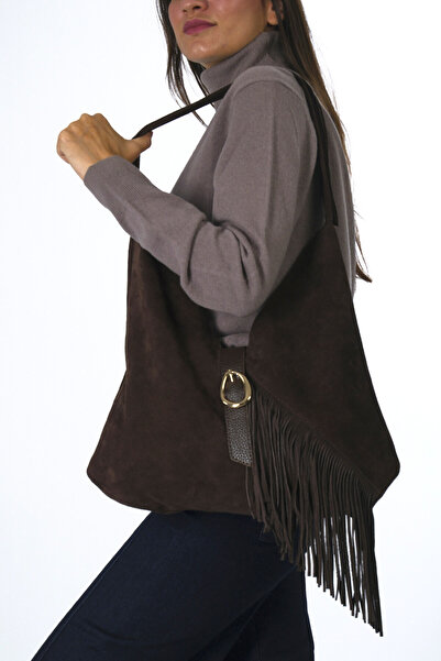 ABBRA Women's Real Suede Leather Puppy Side Tassel Bag