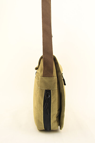 QUB CLUB Postman Camel Business School Canvas Waterproof Gusseted Briefcase Street Bag