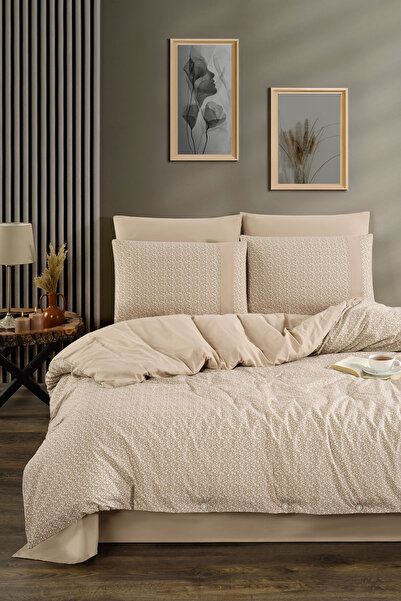 VENICA MASCUSE Set de lenjerie de pat de lux Ranforce pentru pat dublu (cearșaf elastic)