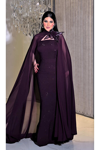 NHMODA فستان سهرة من قماش الكريب بدون حمالات وياقة على شكل سمكة وتفاصيل حجرية...