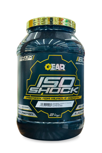 Gear ايزو شوك ٢ كجم، بروتين لنمو العضلات، فراولة وموز، ٦٠ حصة