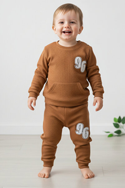 voyyo kids baby بدلة أطفال كاجوال بأكمام طويلة من قماش الوافل المطرز للأطفال ...