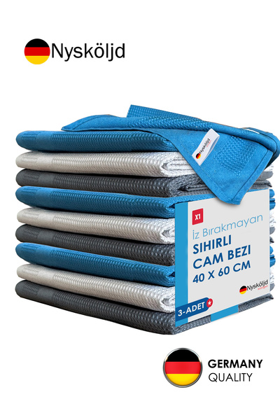 Nysköljd Solingen Mikrofiber Cam Bezi Sihirli Bez İz Bırakmayan Temizlik Bezi Mikrofiber 40x 60 Cm 3 Adet